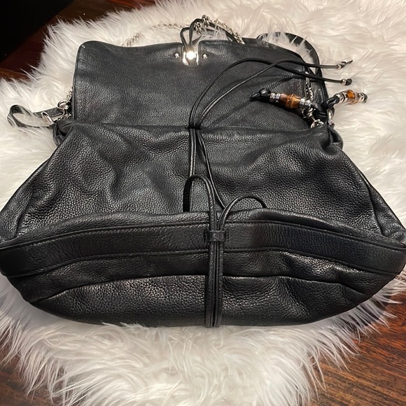 Gucci Pebble Leather Jungle Hobo Purse. Large XL Hobo Chain & Bamboo Accents - Picture 6 of 17